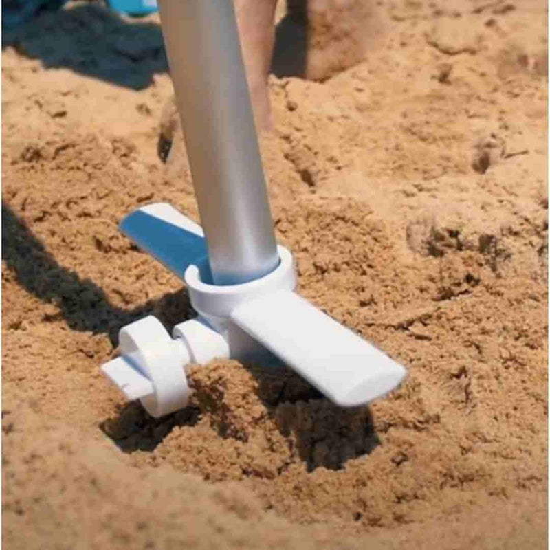 Kit Guarda Sol Ombrelone 2,4m Malibu Carrinho De Praia Avanço 2 Cadeira Reclinável 8 Posições Saca Areia - Tobee - Azul