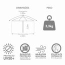 Kit Guarda Sol Ombrelone 2,4m Malibu Vermelho 4 Cadeira 8 Posições Alumínio Praia Piscina Camping - Tobee