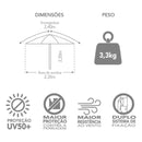 Kit Guarda Sol Ombrelone 2,4m Malibu Carrinho De Praia Avanço 2 Cadeira Reclinável 8 Posições Saca Areia - Tobee - Azul