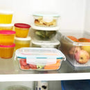 KIT 10 Potes de Vidro Retangular com Tampa Hermética 640ml Cor:Azul (QH)