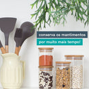 Oikos - Kit 11 Potes de Vidro com Tampa de Bambu Herméticos Redondos