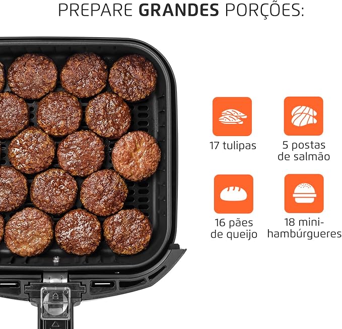 Fritadeira Sem Óleo Air Fryer 5L, Mondial, Preto/Inox, 1900W, BVOLT - AFN-50-BI (