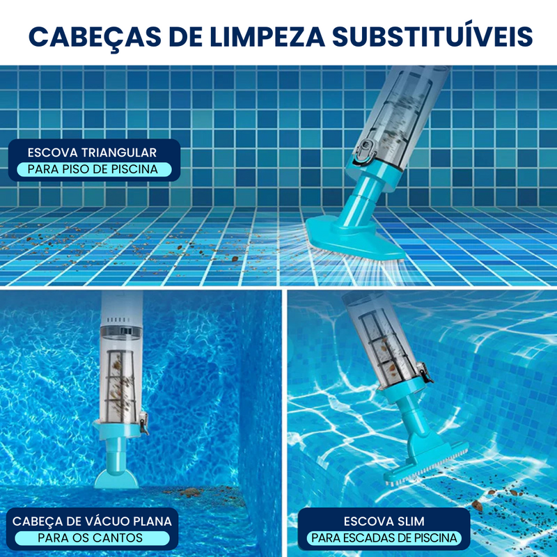 iToolMax –Aspirador de Piscina Recarregável 3 em 1 – Sem Fio, Prático e Potente