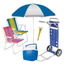 Kit praia carrinho com avanço + 2 Cadeiras Altas + Guarda Sol + Caixa Térmica + Saca Areia - Mor