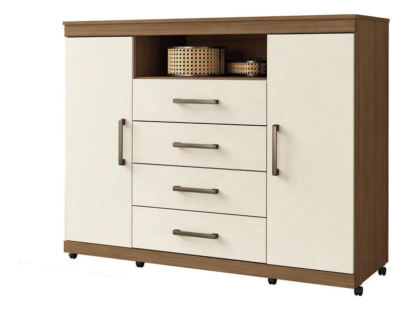 Cômoda Para Quarto 2 Portas 4 Gavetas 1 Nicho Master Fc