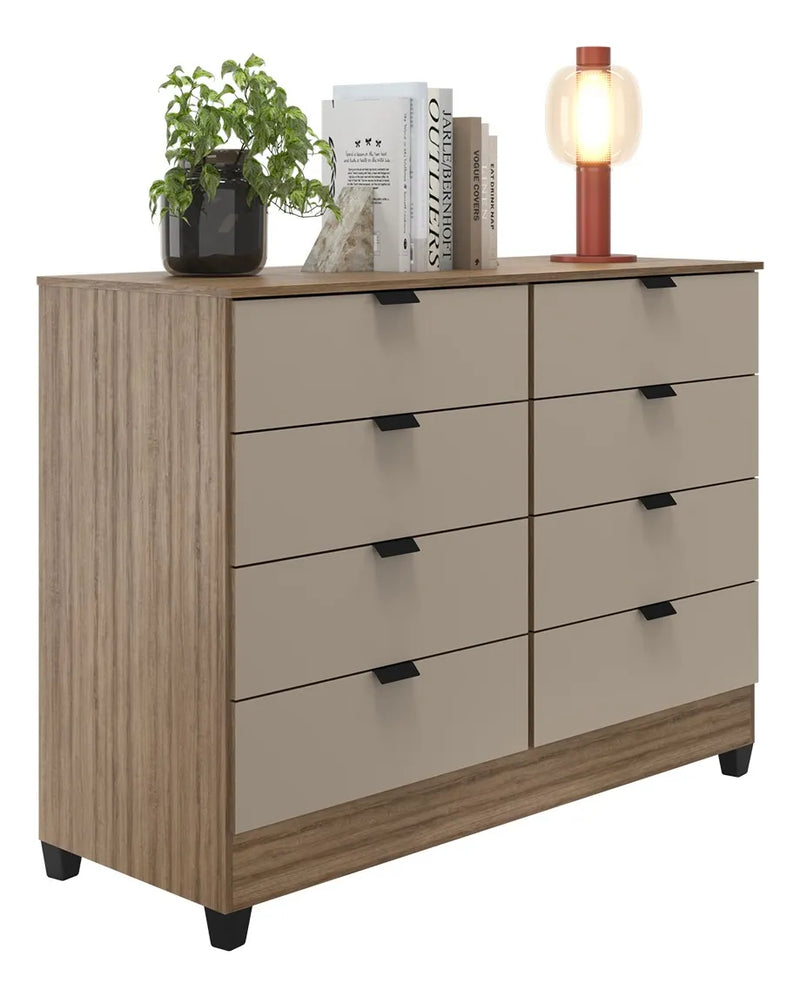 Cômoda Industrial 8 Gavetas P/ Quarto Casal Design Moderno Cor Off White