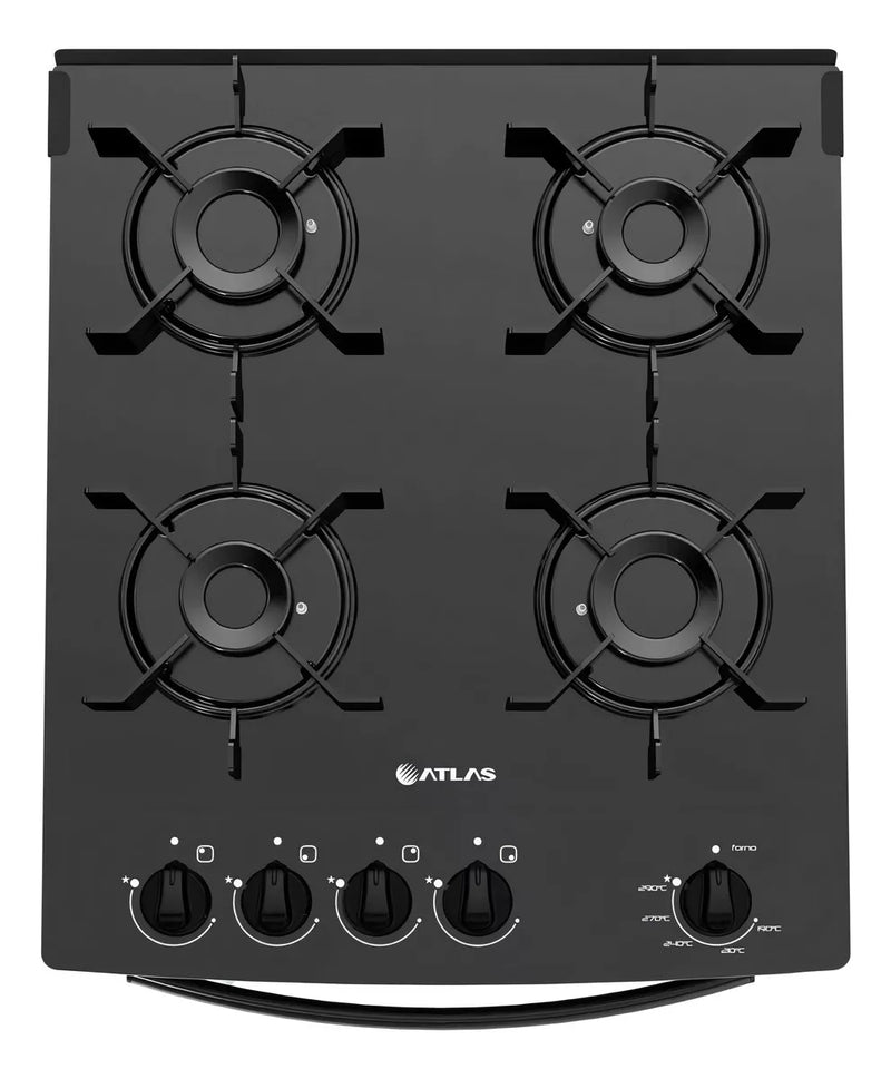 Fogão Atlas 4 Bocas Preto Acendimento Automático Bvolt
