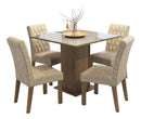 Sala Jantar Estofada Mesa Tampo Vidro 4 Cadeiras Madesa Anaju Rci Cor Rustic/Crema/Imperial MDJA0401387GSIM