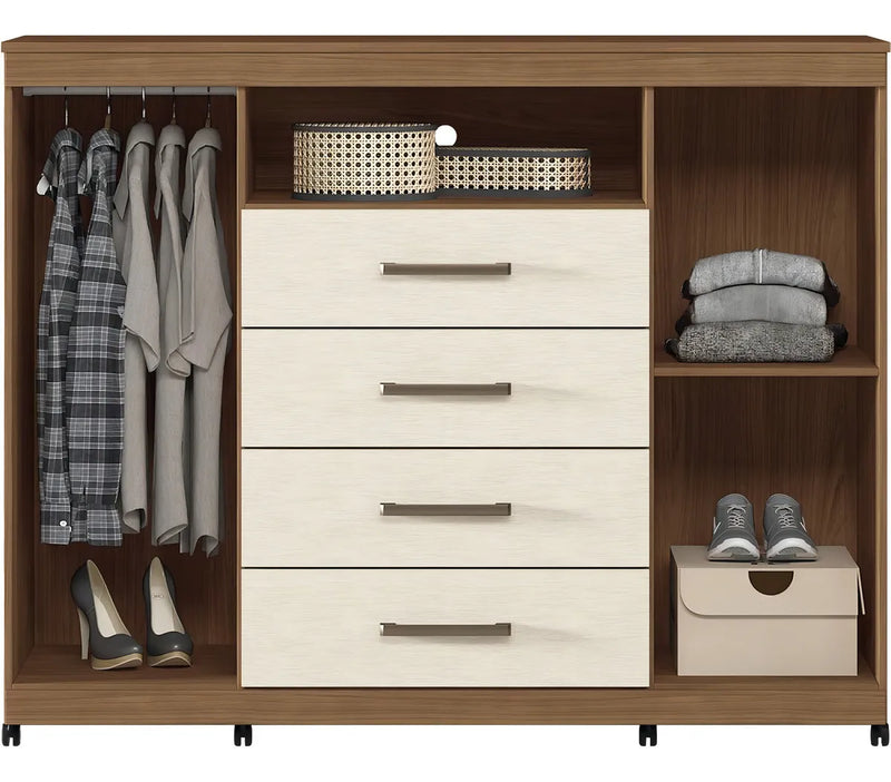 Cômoda Para Quarto 2 Portas 4 Gavetas 1 Nicho Master Fc