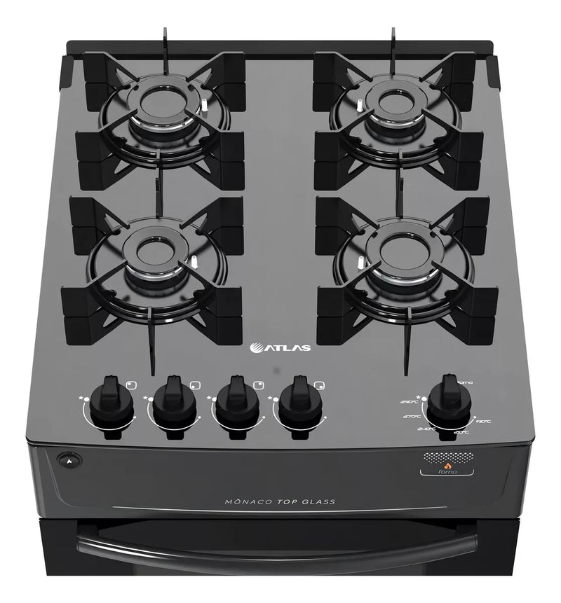 Fogão Atlas 4 Bocas Preto Acendimento Automático Bvolt