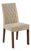 Sala Jantar Estofada Mesa Tampo Vidro 4 Cadeiras Madesa Anaju Rci Cor Rustic/Crema/Imperial MDJA0401387GSIM