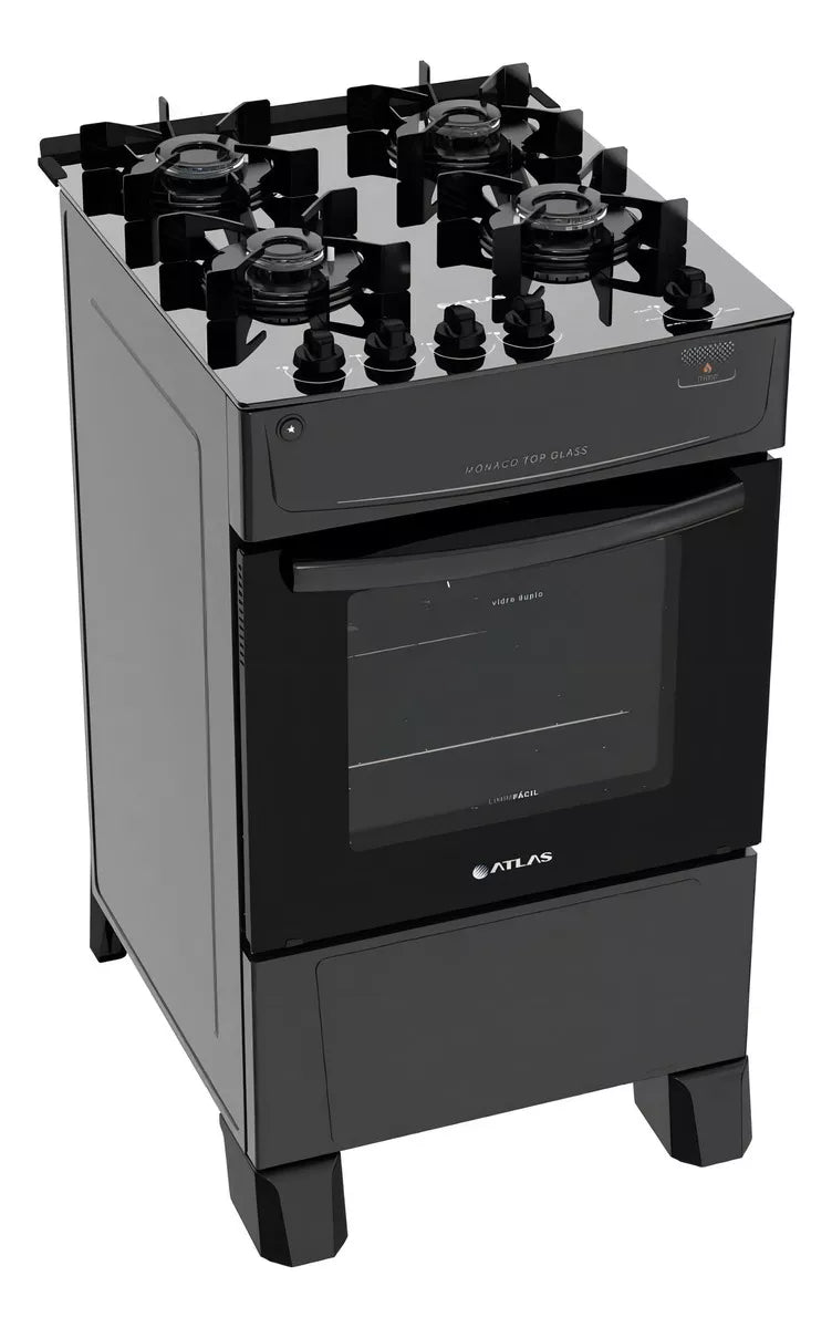 Fogão Atlas 4 Bocas Preto Acendimento Automático Bvolt