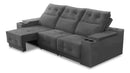 Sofá Ret Rec 3 Lug 2,10m Porta Copos Usb Hannah Suede Cinza