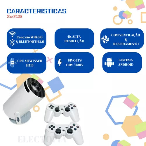 Projetor 4k Portátil Android Full Hd Video Game Home Theater