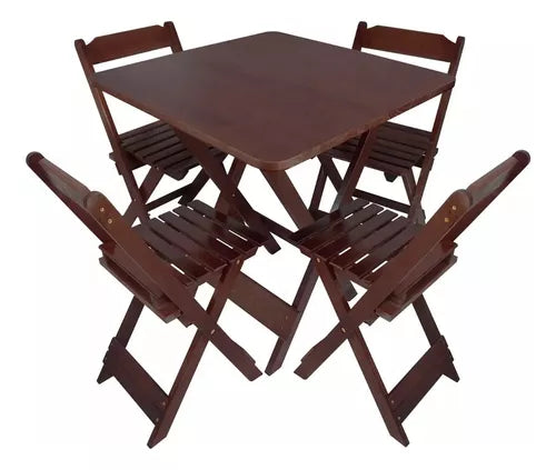 Conjunto Mesa Dobrável 70x70 4 Cadeiras Varias Cores Tradicional LP