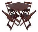 Conjunto Mesa Dobrável 70x70 4 Cadeiras Varias Cores Tradicional