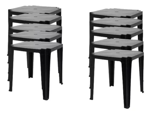 Kit Com 10 Mesas Pretas Polipropileno Eco