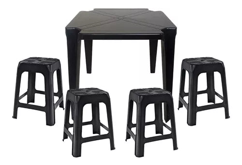 Conjunto de Mesa + 4 Banquetas em Plastico