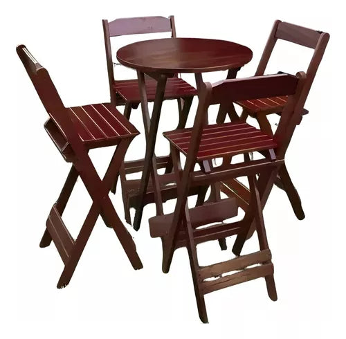 Mesa Bancada Alta Estilo Bistro Luxo 4 Cadeiras Cores