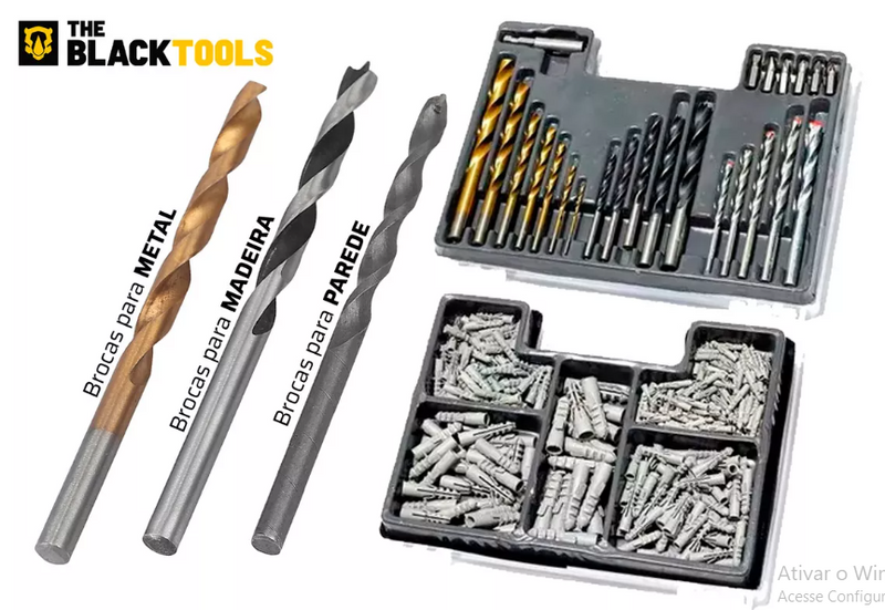 Parafusadeira E Furadeira De Impacto Bosch A Bateria 18v Maleta - Gsb 183-li Com Kit Brocas Buchas E Bits 300 Peças