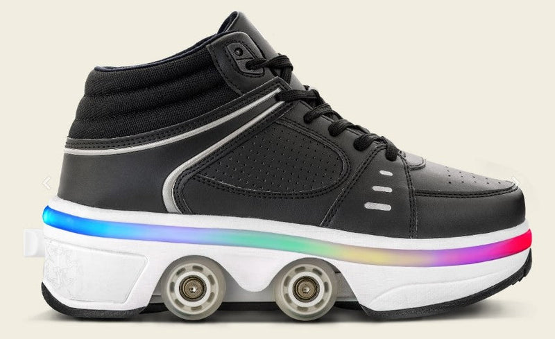 Liekick Astro LED - tênis de cano alto 2 em 1 com botão para abrir/fechar as rodas + iluminação FULL LED.