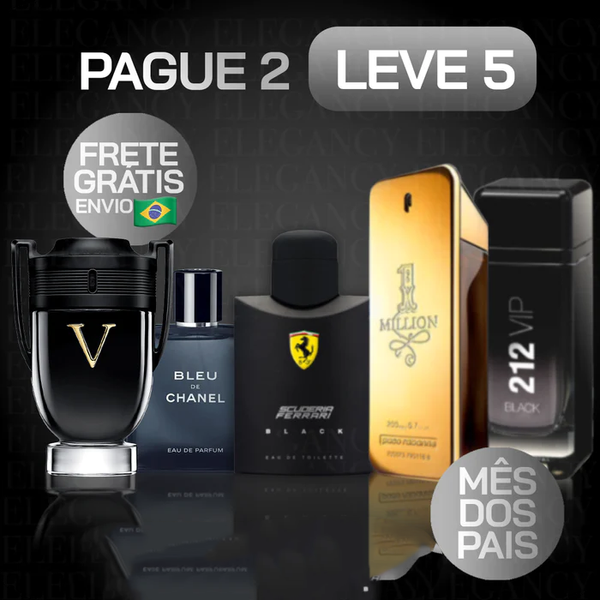 Pague 2, Leve 5 Perfumes Importados (100ml) - 1 Million | 212 | Invictus | SAUVAGE l Ferrari Black