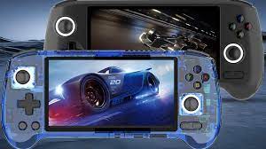 Console de jogos ANBERNIC RG556 com 4423 jogos, cartão TF de 8 GB LPDDR4X / 128 GB UFS2.2 / 128 GB, Android 13, tela de toque AMOLED de 5.48 "1080P com 402PPI, Unisoc T820 Octa-core, AC WIFI + Bluetooth 5.0, streaming ao luar, 8 horas de reprodução - Azul